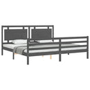 sengeramme med sengegavl 200x200 cm massivt træ grå