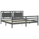 sengeramme med sengegavl 200x200 cm massivt træ grå