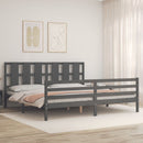 sengeramme med sengegavl 200x200 cm massivt træ grå