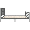 sengeramme med sengegavl 200x200 cm massivt træ grå