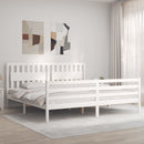sengeramme med sengegavl 200x200 cm massivt træ hvid