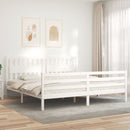 sengeramme med sengegavl 200x200 cm massivt træ hvid