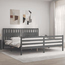 sengeramme med sengegavl 200x200 cm massivt træ grå