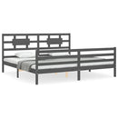 sengeramme med sengegavl 200x200 cm massivt træ grå
