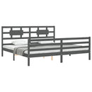 sengeramme med sengegavl 200x200 cm massivt træ grå