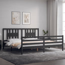 sengeramme med sengegavl 200x200 cm massivt træ grå