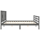 sengeramme med sengegavl 200x200 cm massivt træ grå
