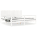 sengeramme med sengegavl 200x200 cm massivt træ hvid