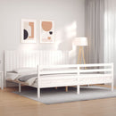 sengeramme med sengegavl 200x200 cm massivt træ hvid
