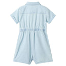 Onesie til børn str. 140 med korte ærmer lyseblå