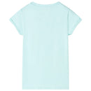 T-shirt til børn str. 140 akvamarinblå