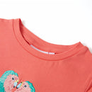 T-shirt til børn str. 116 koralfarvet