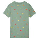 Kortærmet T-shirt til børn str. 128 kakifarvet