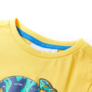 Kortærmet T-shirt til børn str. 128 lys okkergul