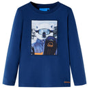 Langærmet T-shirt til børn str. 128 jeansblå