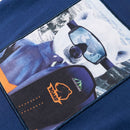 Langærmet T-shirt til børn str. 128 jeansblå