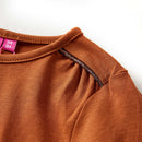 Langærmet T-shirt til børn str. 92 cognacfarvet