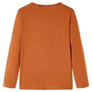 Langærmet T-shirt til børn str. 116 cognacfarvet