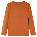 Langærmet T-shirt til børn str. 128 cognacfarvet