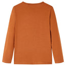 Langærmet T-shirt til børn str. 140 cognacfarvet