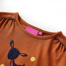 Langærmet T-shirt til børn str. 140 cognacfarvet