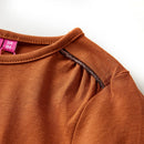 Langærmet T-shirt til børn str. 140 cognacfarvet