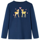 Langærmet T-shirt til børn str. 116 marineblå