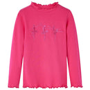 Langærmet T-shirt til børn str. 116 pink