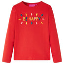 Langærmet T-shirt til børn str. 116 rød
