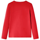 Langærmet T-shirt til børn str. 116 rød