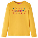 Langærmet T-shirt til børn str. 92 okkergul