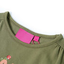 Langærmet T-shirt til børn str. 104 kakifarvet