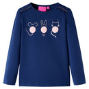 Langærmet T-shirt til børn str. 128 marineblå