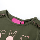 Langærmet T-shirt til børn str. 140 kakifarvet