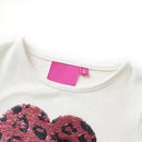Langærmet T-shirt til børn str. 104 ecrufarvet