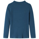 Langærmet T-shirt til børn str. 104 ribstrikket marineblå