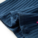 Langærmet T-shirt til børn str. 140 ribstrikket marineblå