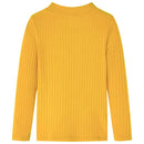 Langærmet T-shirt til børn str. 92 ribstrikket okkergul