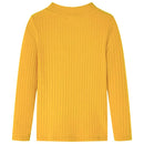 Langærmet T-shirt til børn str. 104 ribstrikket okkergul