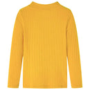 Langærmet T-shirt til børn str. 116 ribstrikket okkergul