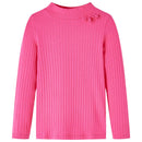 Langærmet T-shirt til børn str. 92 ribstrikket lyserød