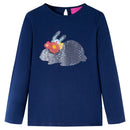 Langærmet T-shirt til børn str. 104 marineblå