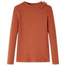 Langærmet T-shirt til børn str. 92 cognacfarvet