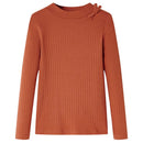 Langærmet T-shirt til børn str. 116 cognacfarvet