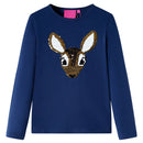 Langærmet T-shirt til børn str. 92 marineblå