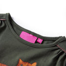 Langærmet T-shirt til børn str. 104 kakifarvet