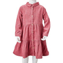 Langærmet kjole til børn str. 116 fløjl gammelrosa