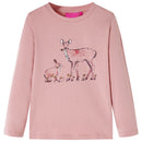 Langærmet T-shirt til børn str. 92 lyserød