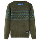 Sweater til børn str. 92 strikket kakifarvet