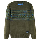 Sweater til børn str. 104 strikket kakifarvet